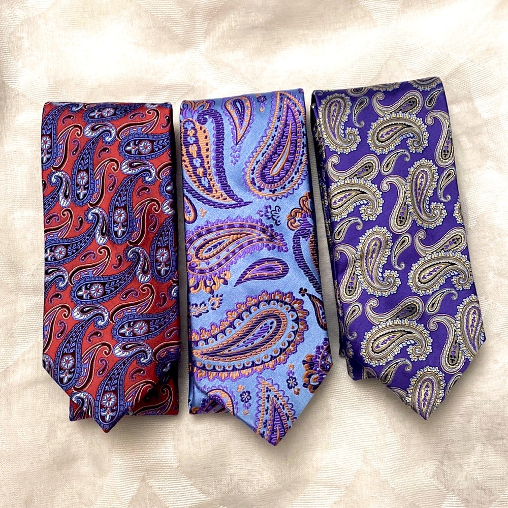 PRIVATE STOCK All Silk Red, Purple, Orange, and Blue Ties bundle